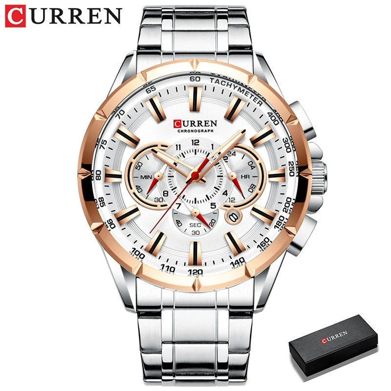 Curren Homens Relógios Aço esporte pulso Inoxidável Top Luxo Marca Militar Moda à prova d'água Ponteiros Luminosos