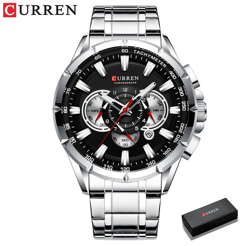 Curren Homens Relógios Aço esporte pulso Inoxidável Top Luxo Marca Militar Moda à prova d'água Ponteiros Luminosos