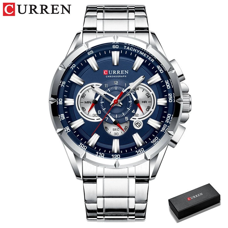 Curren Homens Relógios Aço esporte pulso Inoxidável Top Luxo Marca Militar Moda à prova d'água Ponteiros Luminosos