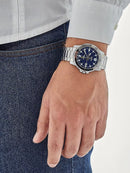 Relógio Casio Masculino Collection Prata Com Azul Mtp-Vd01D-2Evudf