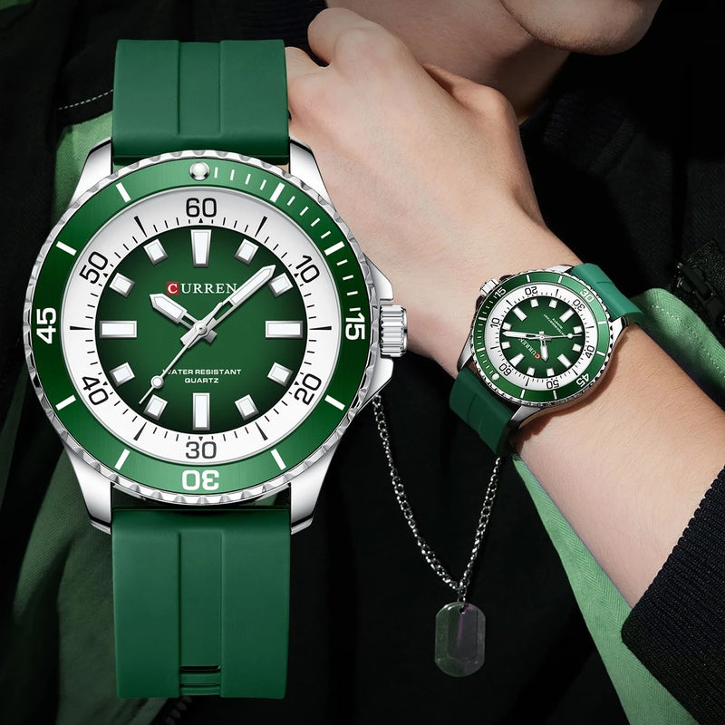 CURREN Relógio Masculino Marca Original Ponteiro Luminoso Pulseira De Silicone Moda Casual Negócios Esportes Quartzo