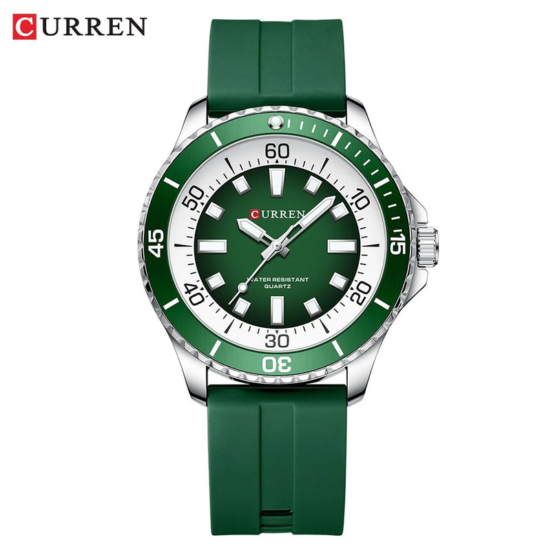 CURREN Relógio Masculino Marca Original Ponteiro Luminoso Pulseira De Silicone Moda Casual Negócios Esportes Quartzo