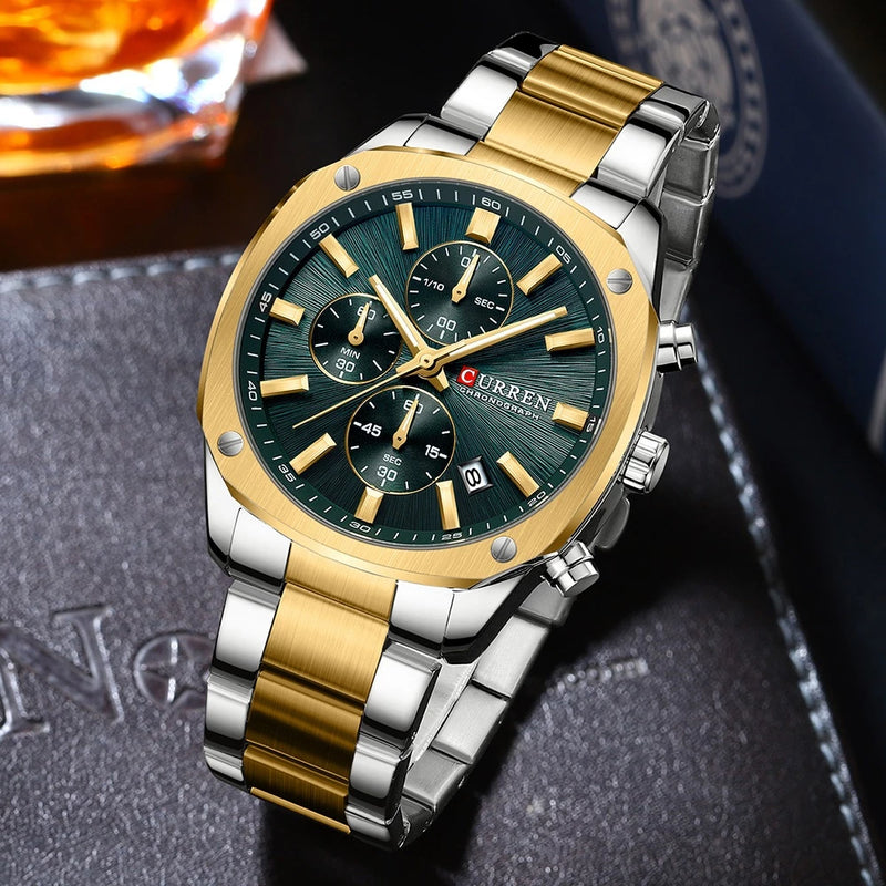 CURREN Relógio Masculino Nova Marca Original Moda Pulseira De Aço Inoxidável Cronógrafo Mãos Luminosas Negócios Casual